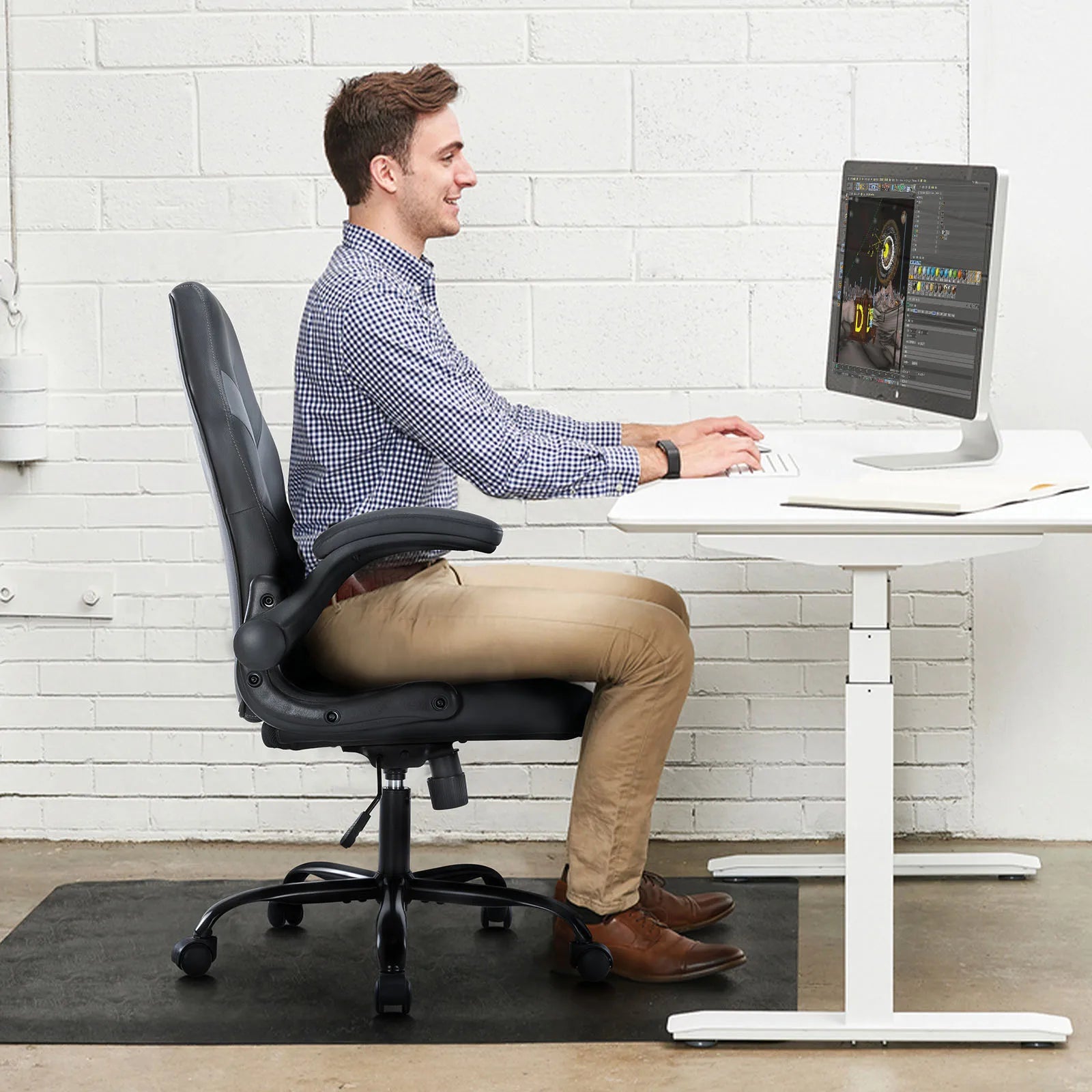 Ergonomic Racing Gaming Chair - Adjustable Height & Flip-Up Armrest Desk Chair - 13