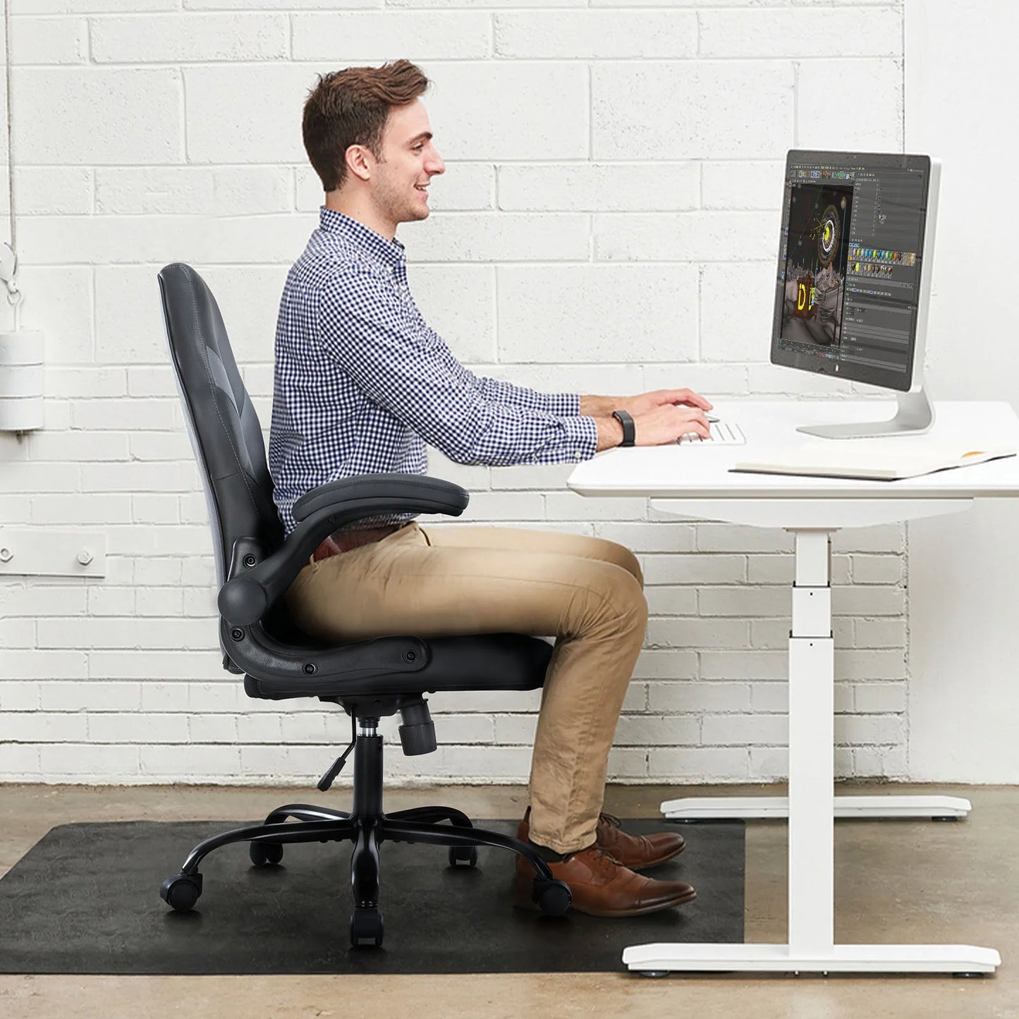 Ergonomic Racing Gaming Chair - Adjustable Height & Flip-Up Armrest Desk Chair
