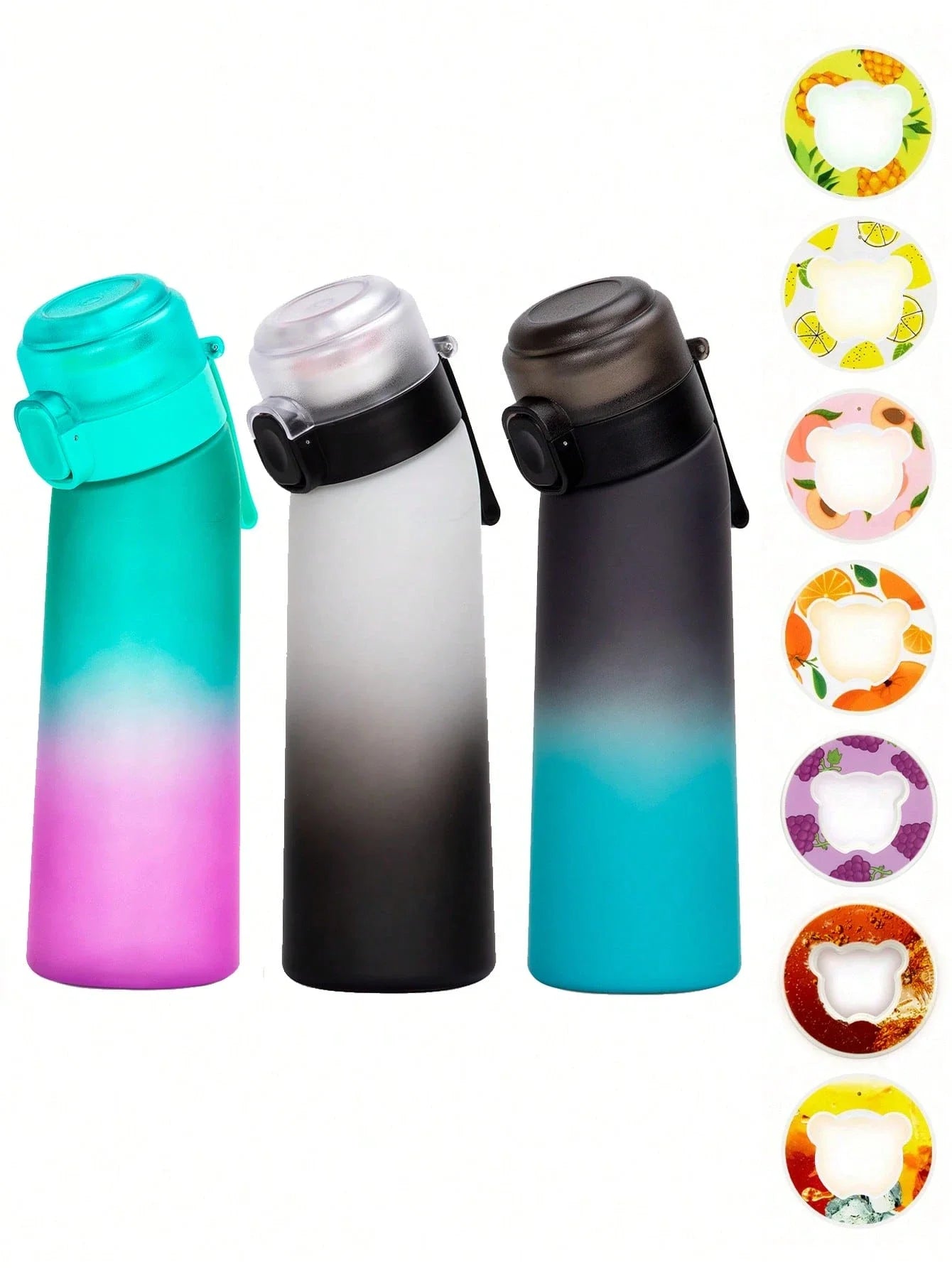 Gradient Scented Flavor Water Bottle - 650ml Sport Bottle with Flavor Pods
