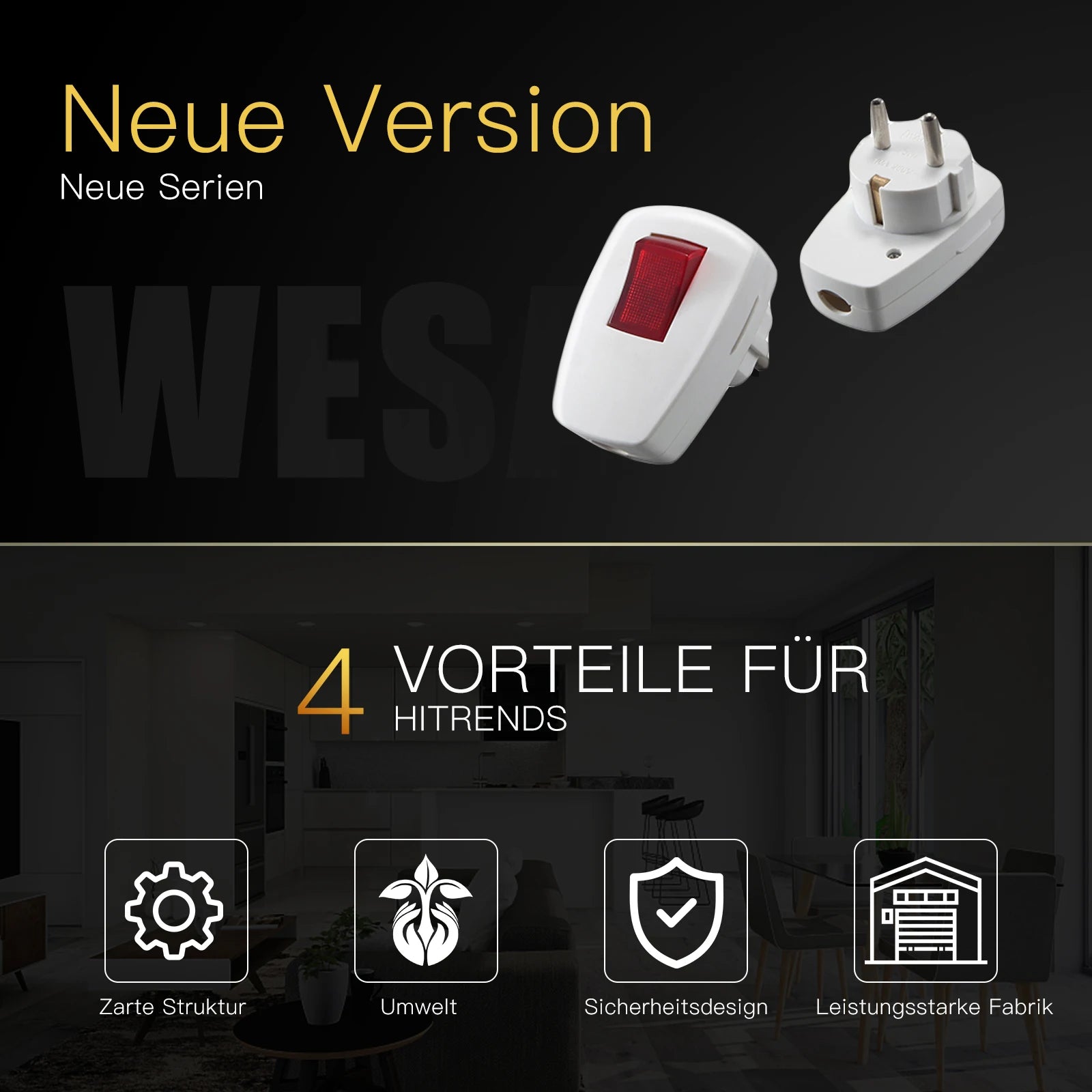 3-Pack EU Schuko Rewirable Power Plug with On/Off Switch - 250V 16A - 9