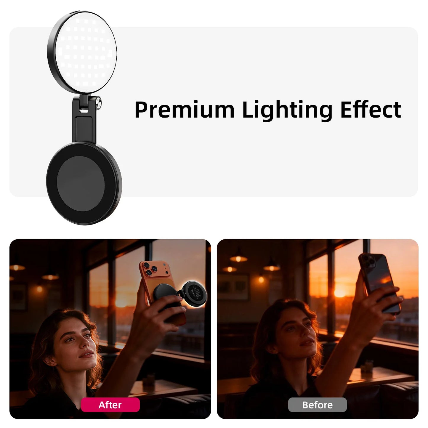 Magnetic 3-in-1 Selfie Ring Light with Phone Stand & Makeup Mirror