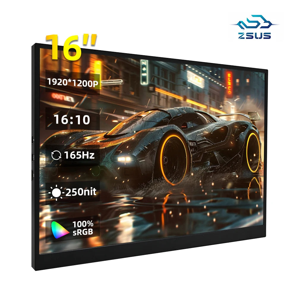 16" Portable Gaming Monitor, 165Hz 1200P IPS Display for Laptop & Console