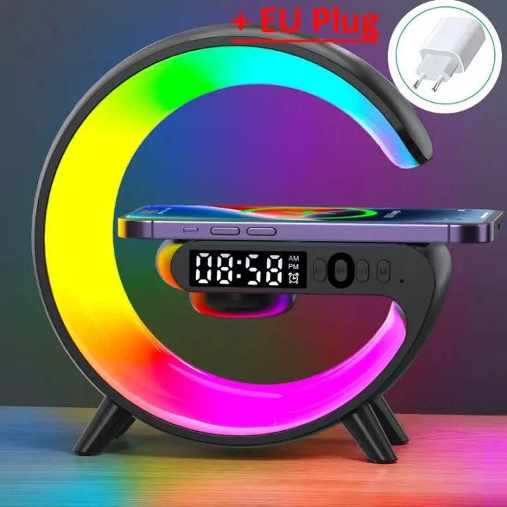 Multifunction 15W Wireless Charger, Bluetooth Speaker & RGB Alarm Clock