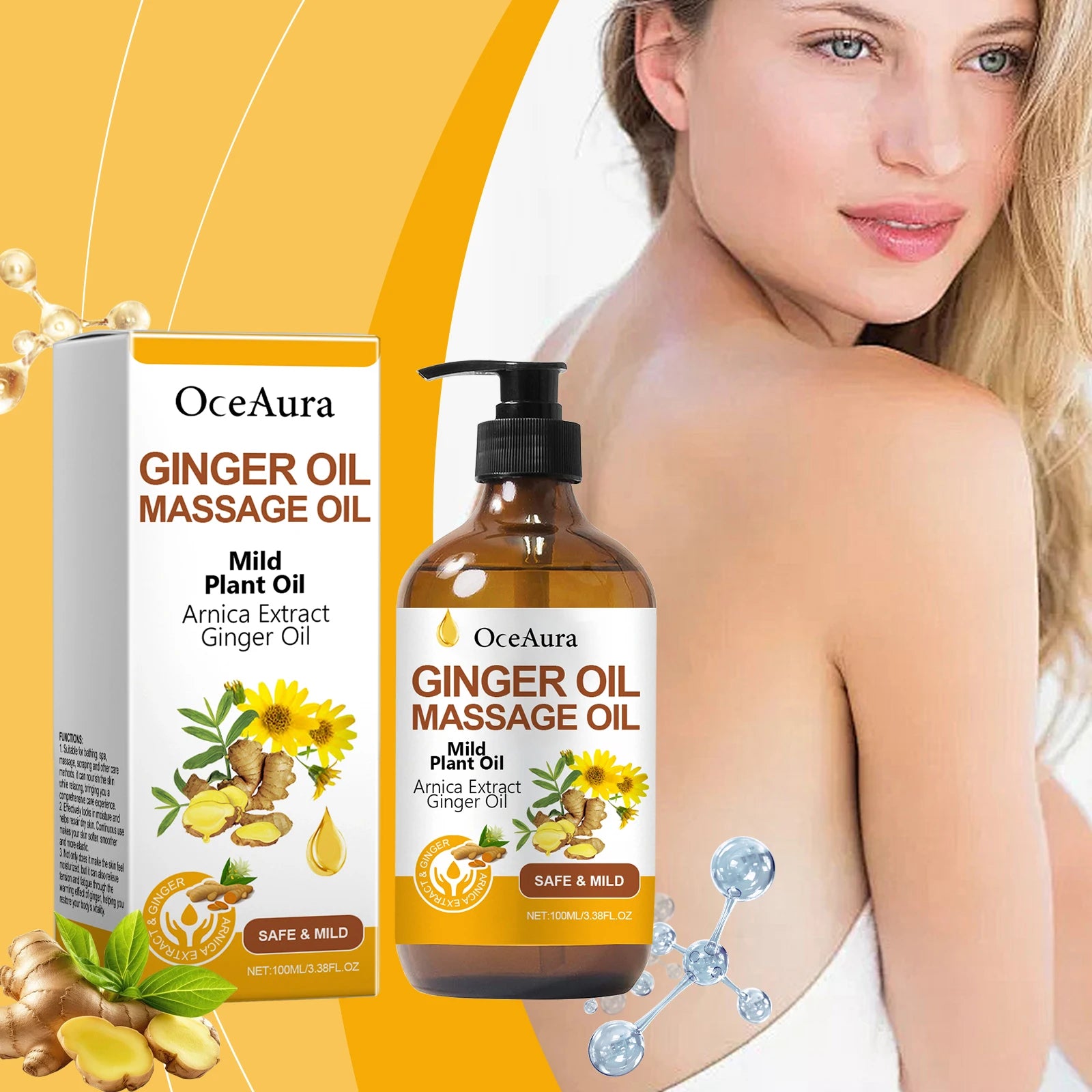 Natural Ginger & Arnica Muscle Relief Massage Oil for Deep Tissue Body Relaxation - 9