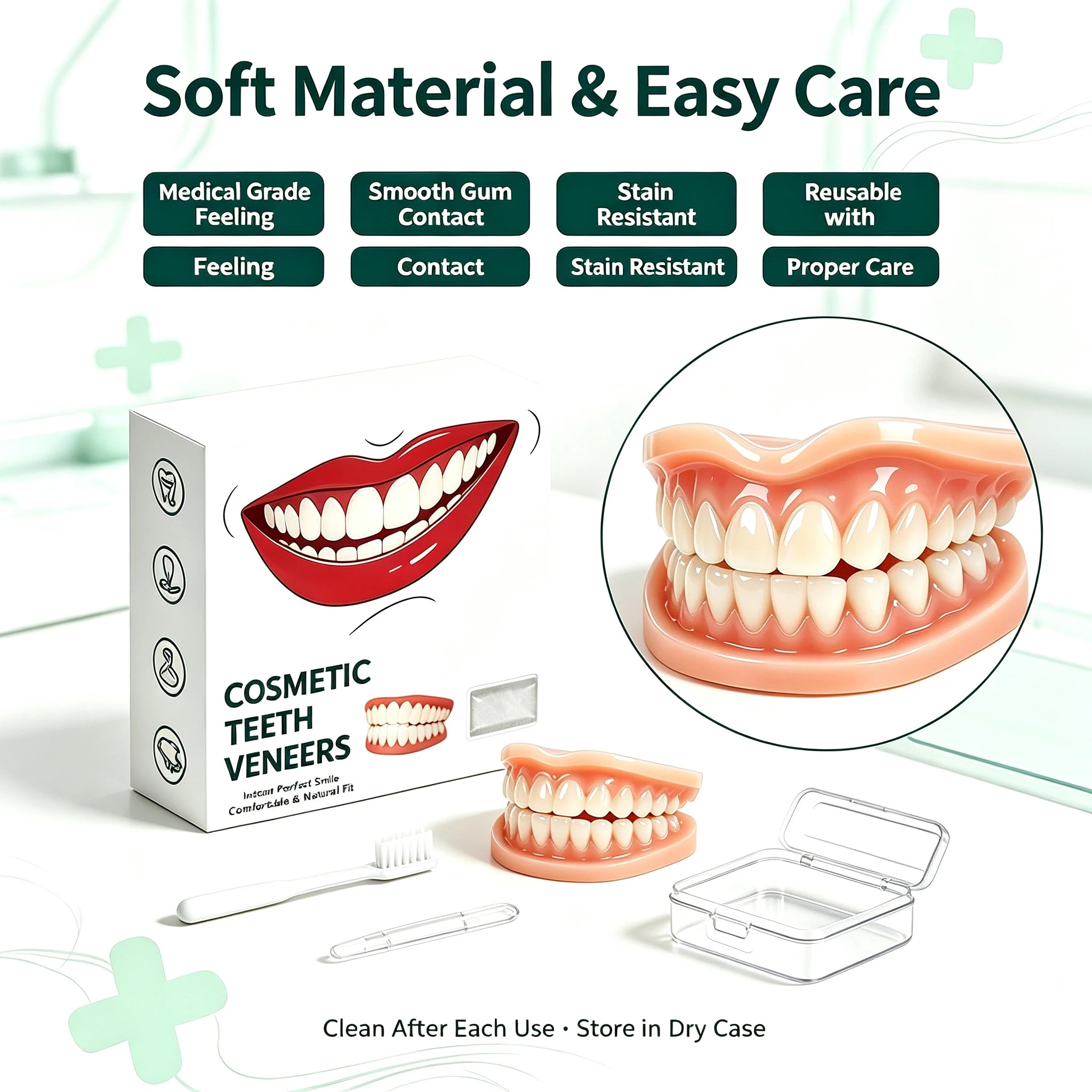 ComfortFit Silicone Denture Set for Natural Smile & Oral Care - 3
