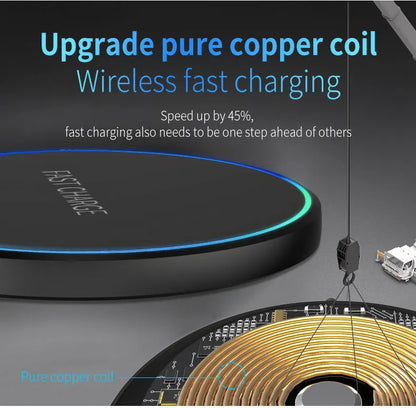 Ultra-Slim 15W Fast Wireless Charging Pad for iPhone & Samsung