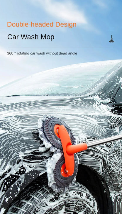 Double Head Telescopic Car Wash Mop - Microfiber Chenille Brush