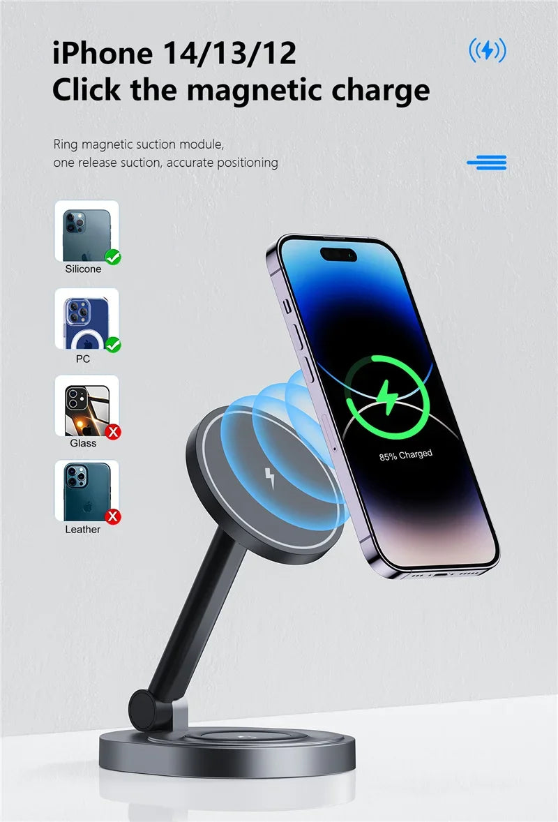2-in-1 Foldable Magnetic Wireless Charging Station for iPhone & Apple Watch - 12