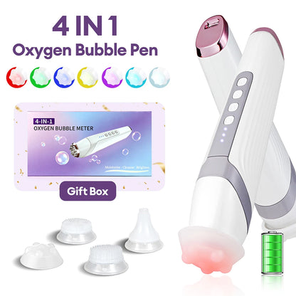 CO2 Oxygen Bubble Facial Machine - Portable LED Light Therapy Deep Cleansing Face Massager