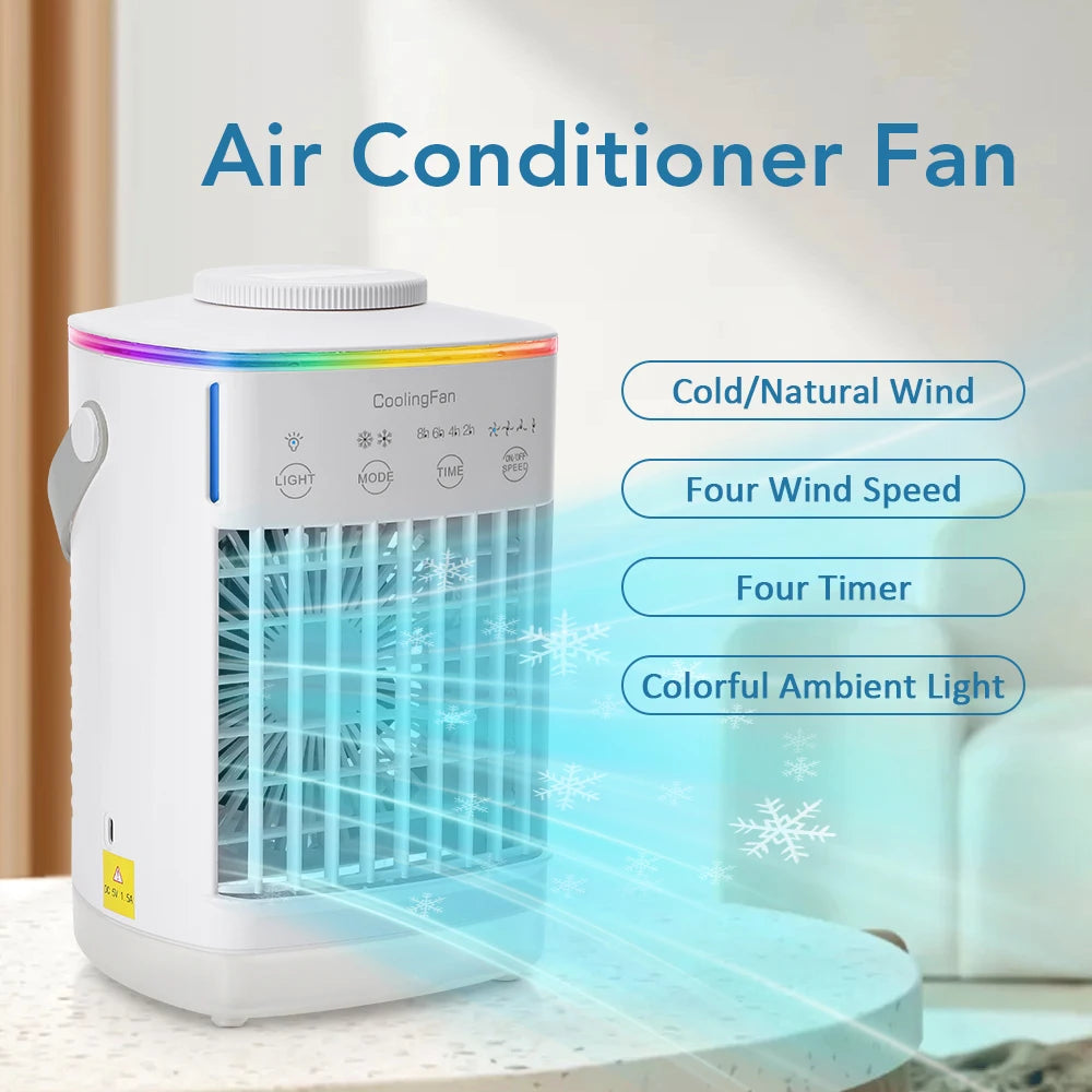 Portable Desktop Air Cooler Fan with Ultrasonic Misting and Ambient Light - 1