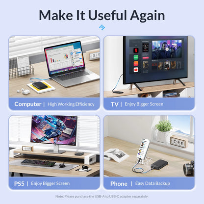 ORICO 2.5" USB 3.1 Type-C HDD/SSD Enclosure - 6Gbps Portable Hard Drive Case