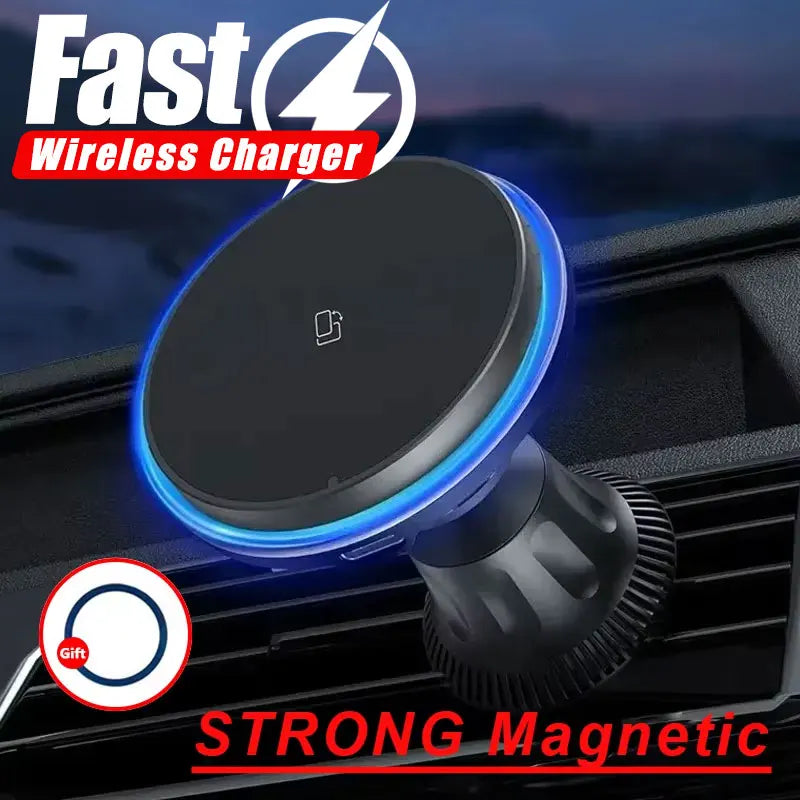 Magnetic Wireless Car Charger for iPhone 15/14/13/12 with RGB LED Light