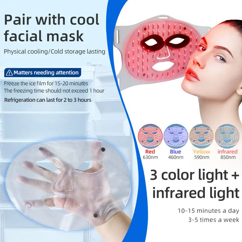 LED Red Light Therapy Face Mask with Cooling Gel Pack for Skin Rejuvenation
