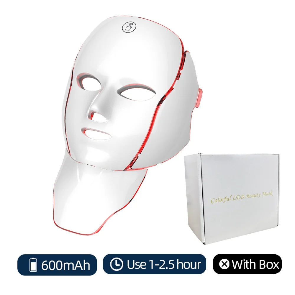Wireless 7-Color LED Light Therapy Face & Neck Mask - 22