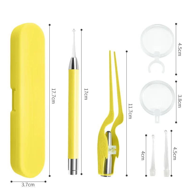 LED Illuminated Ear Wax Removal Kit - Professional Stainless Steel Ear Cleaning Tool