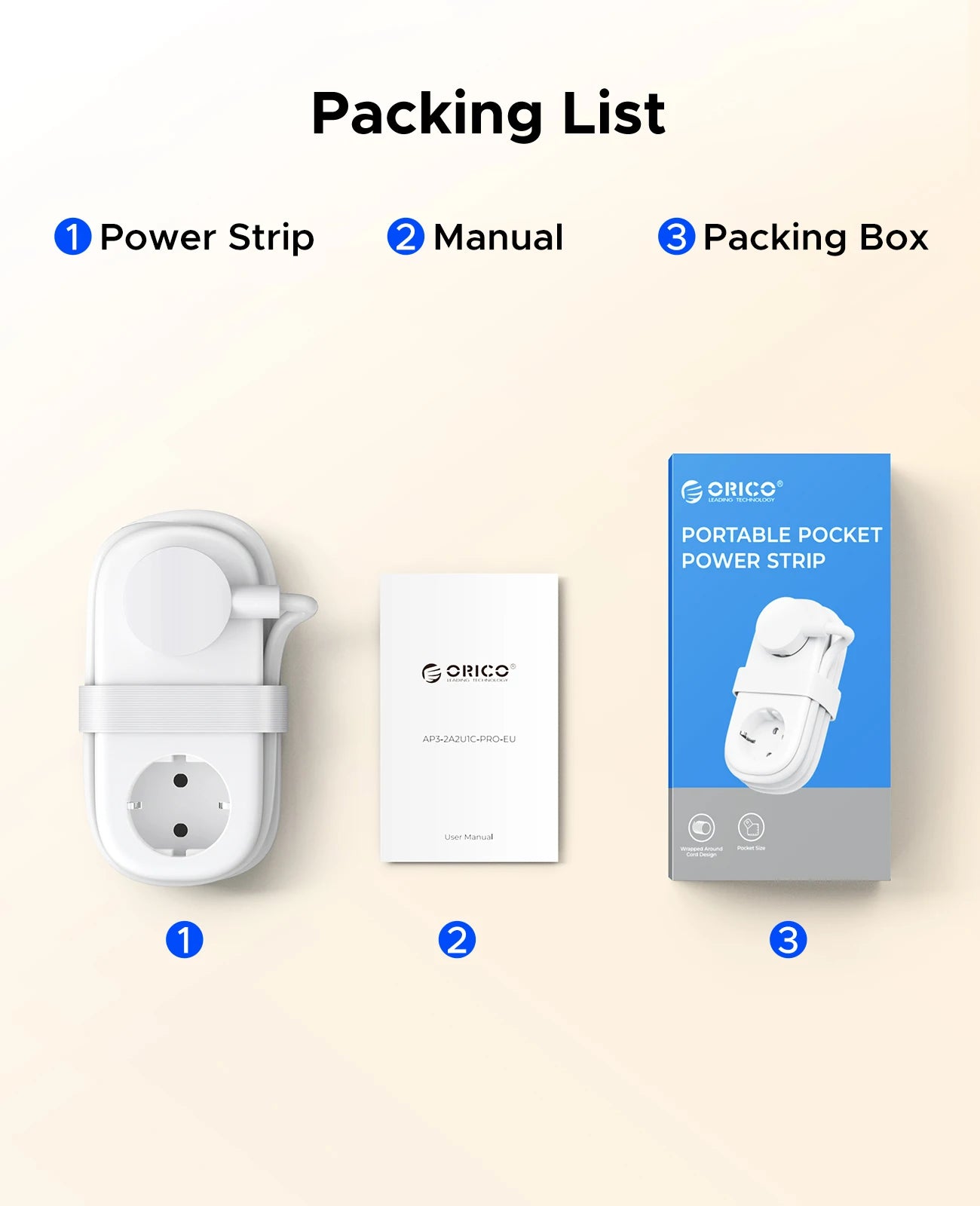 Compact 5-in-1 Travel Power Strip with PD 20W Fast Charging & USB-C