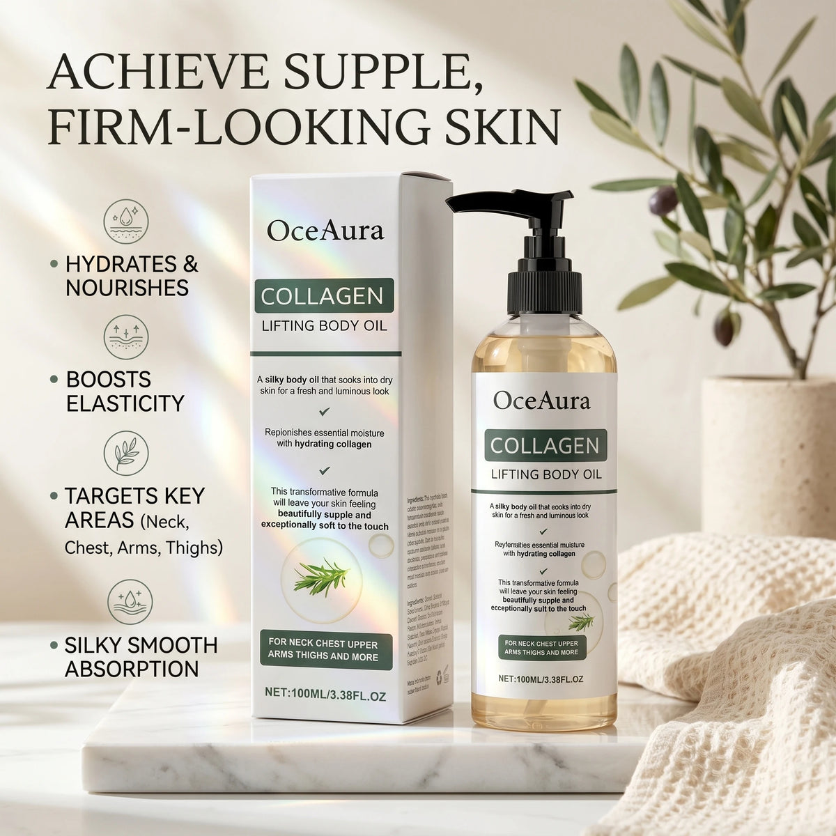 Collagen Body Firming Oil - Hydrating & Tightening Skin Care Treatment