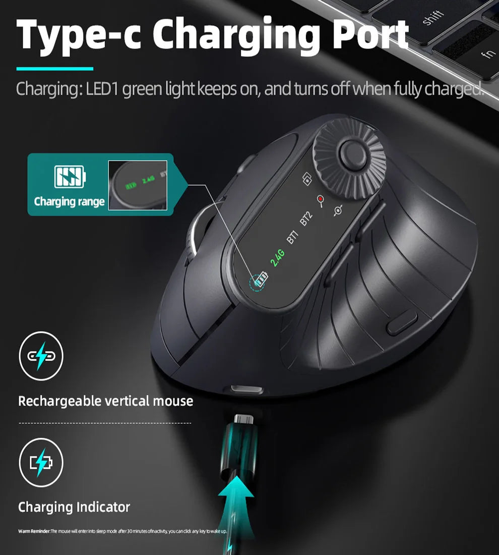 Ergonomic Wireless Vertical Mouse with Knob & Multi-Device Bluetooth - 15