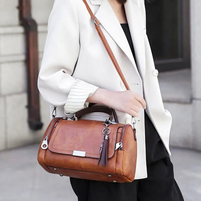 Luxury Tassel Boston Shoulder Bag