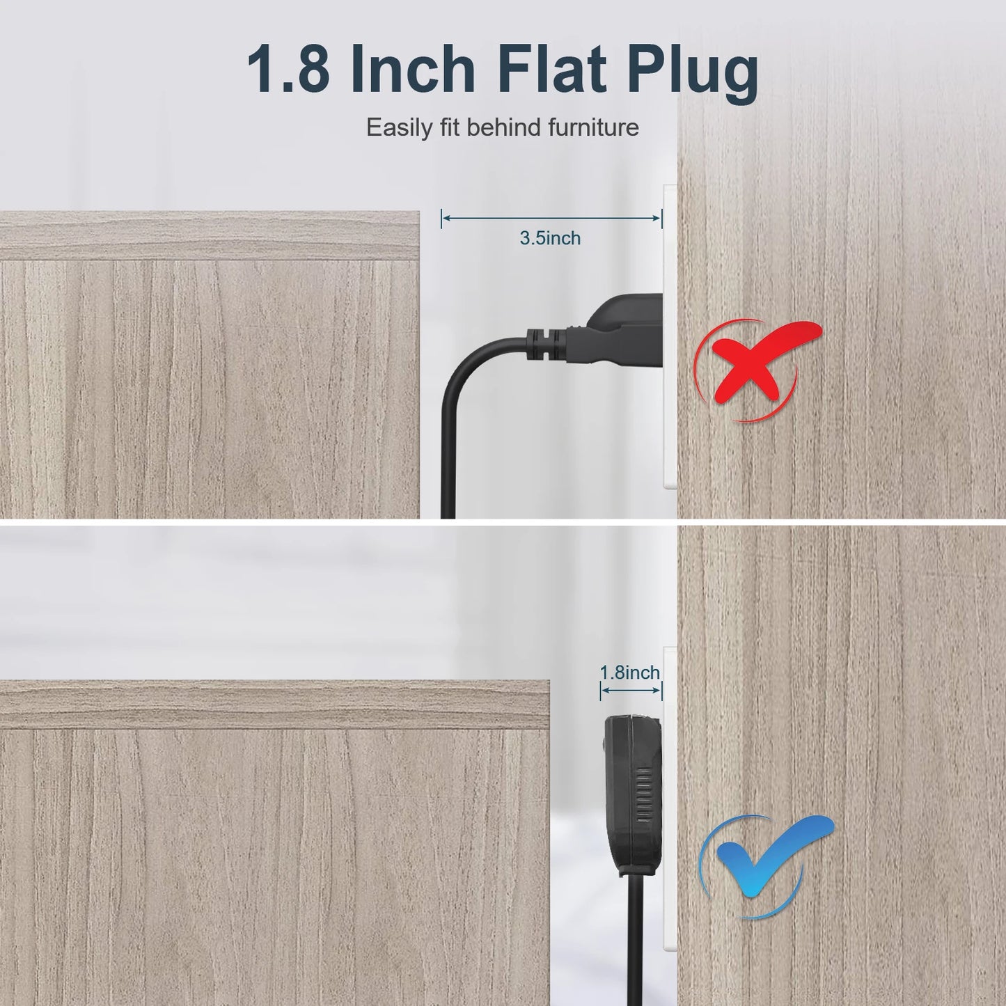 90-Degree Rotating US Power Plug Adapter - Space Saving Swivel Socket