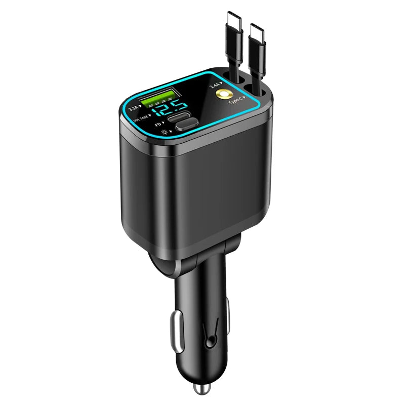 5-Port Car Charger with Fast Charging & Ambient Starry Light