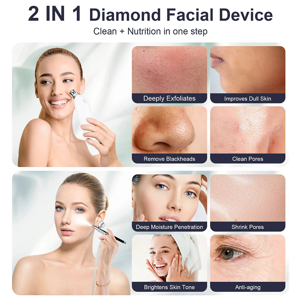 2-in-1 Diamond Microdermabrasion Machine & Hydrating Airbrush - 2