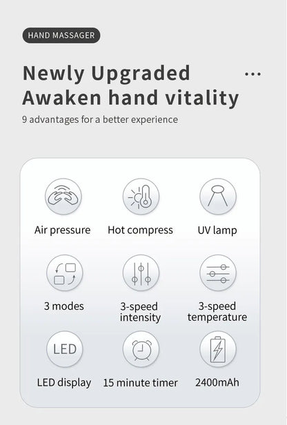 Electric Hand Massager with Air Compression, Heat Therapy & UV Sterilization