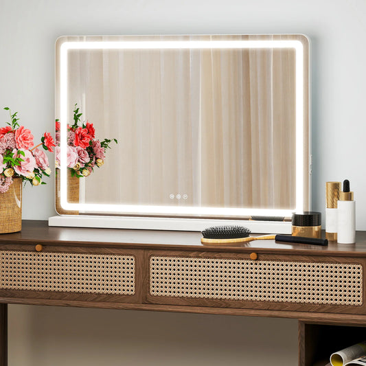 LED Vanity Mirror with Lights - Adjustable 3-Color Dimmable Makeup Mirror