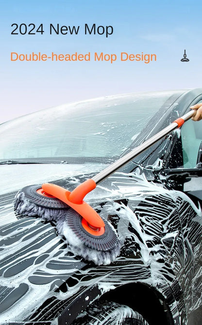 Double Head Telescopic Car Wash Mop - Microfiber Chenille Brush