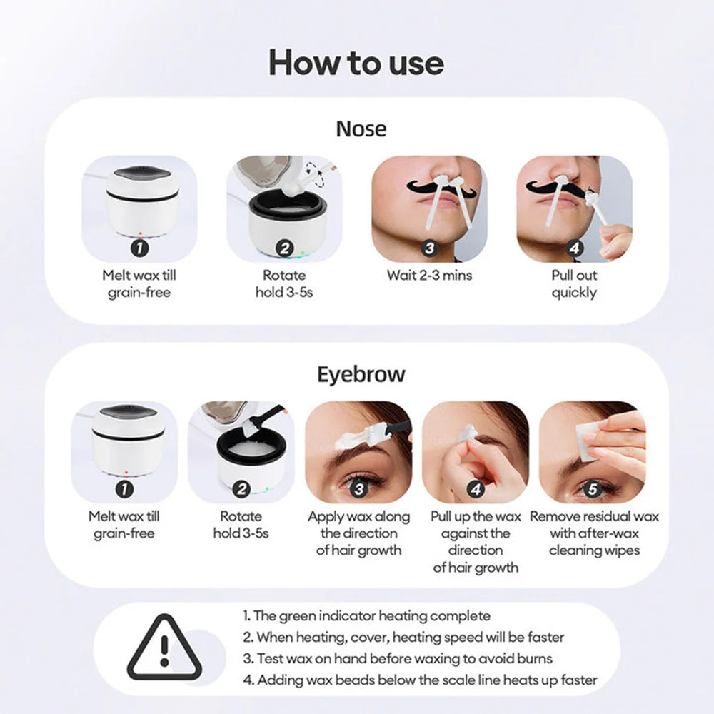 Mini Wax Heater & Nose Ear Hair Removal Kit - 5
