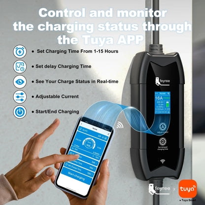 Portable 16A EV Charger with APP Control - 3.5KW Electric Vehicle Cable