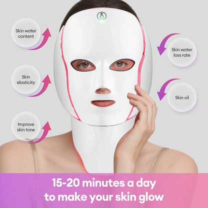 Wireless 7-Color LED Light Therapy Face & Neck Mask