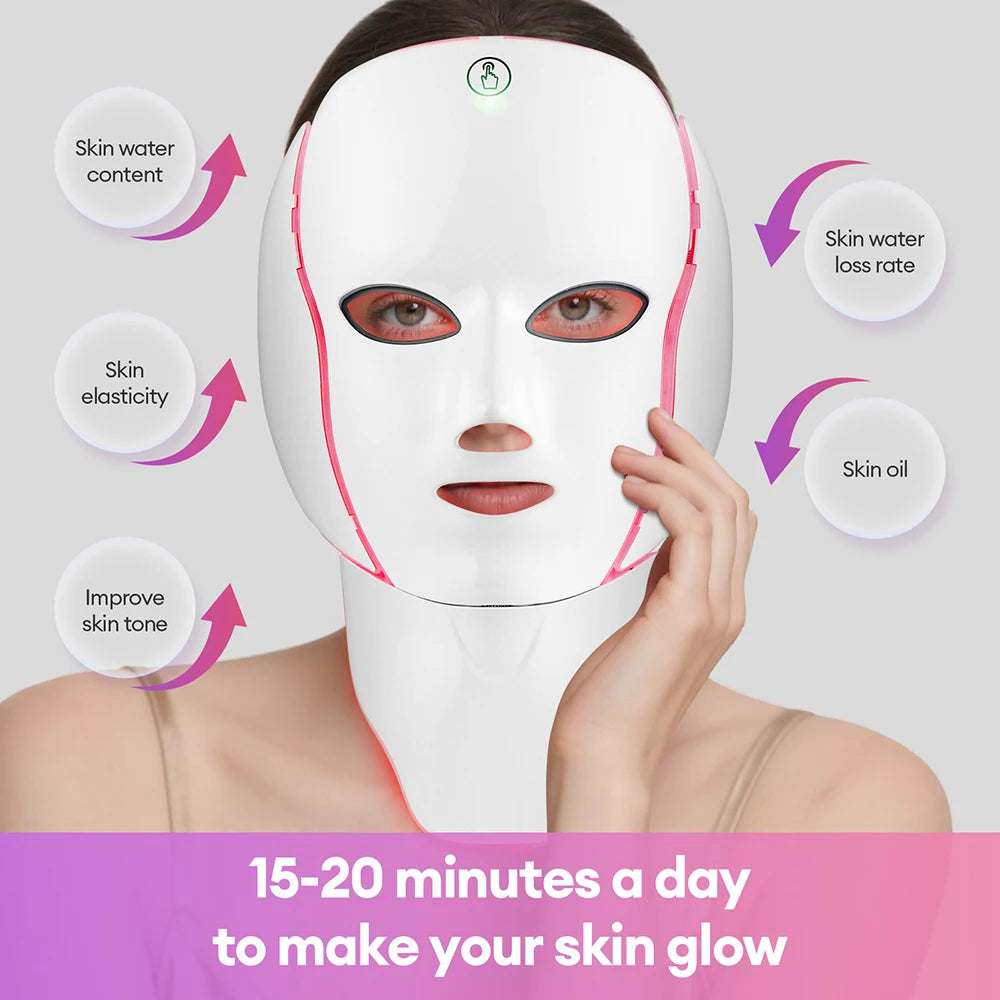 7 Color LED Face & Neck Mask - Anti-Aging Light Therapy