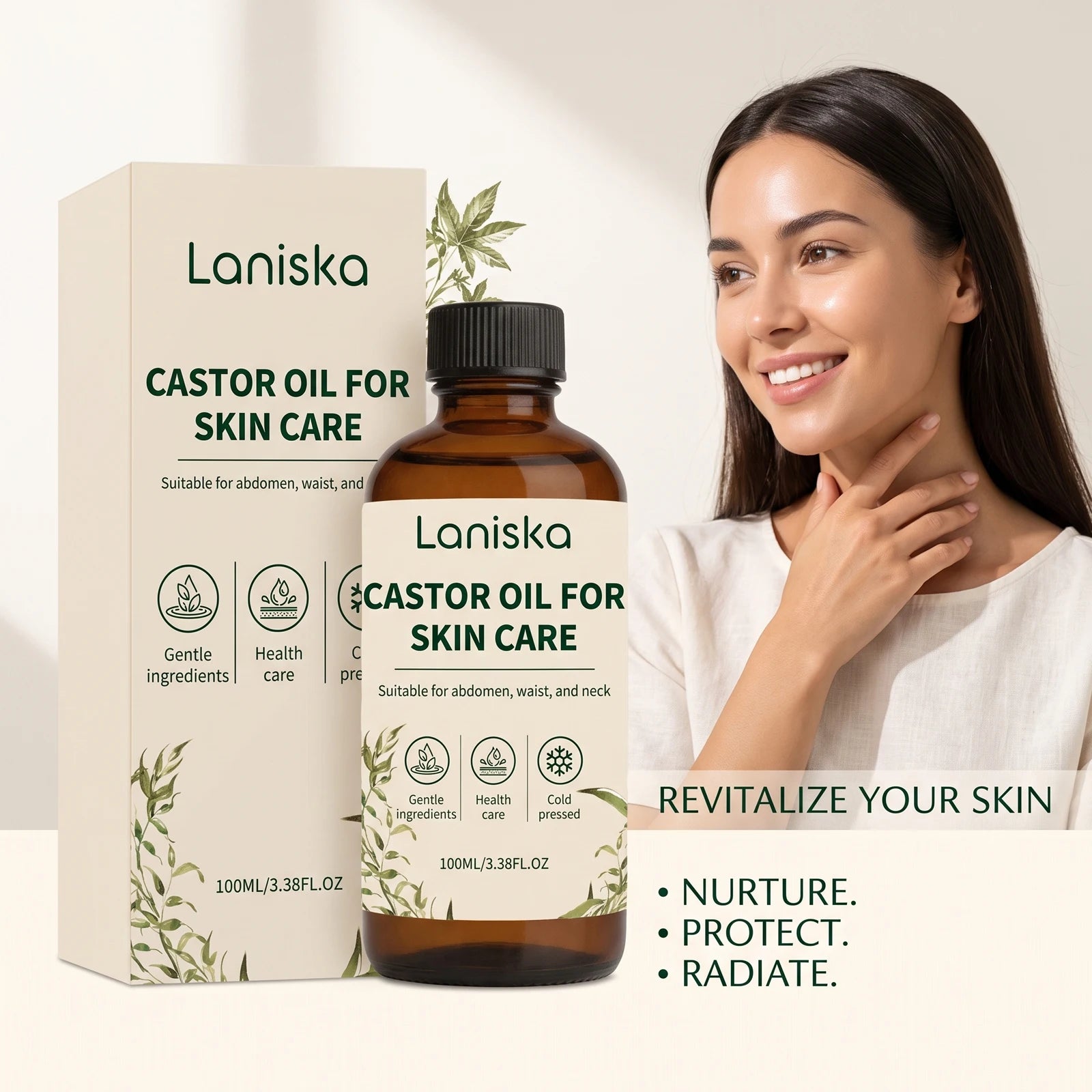 Pure Cold-Pressed Castor Oil for Deep Skin Hydration and Body Massage - 3