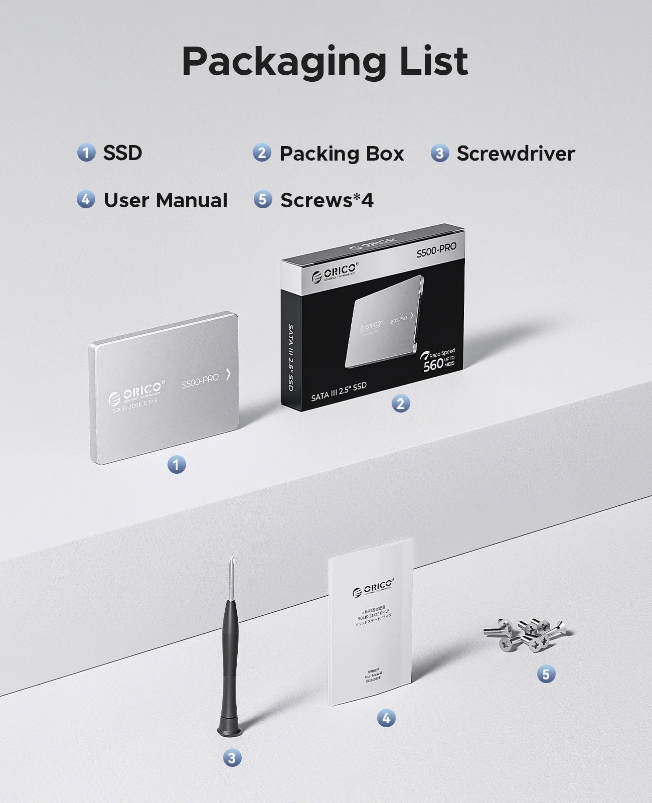 ORICO 2.5" SATA III SSD 1TB 4TB - Fast Aluminum Internal Solid State Drive