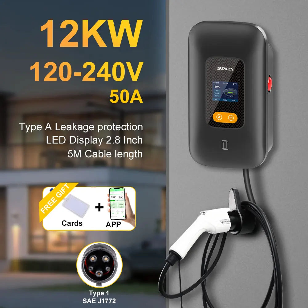Type 1 EV Charging Station Wallbox – 7.6kW to 12kW Fast Home Charger - 21