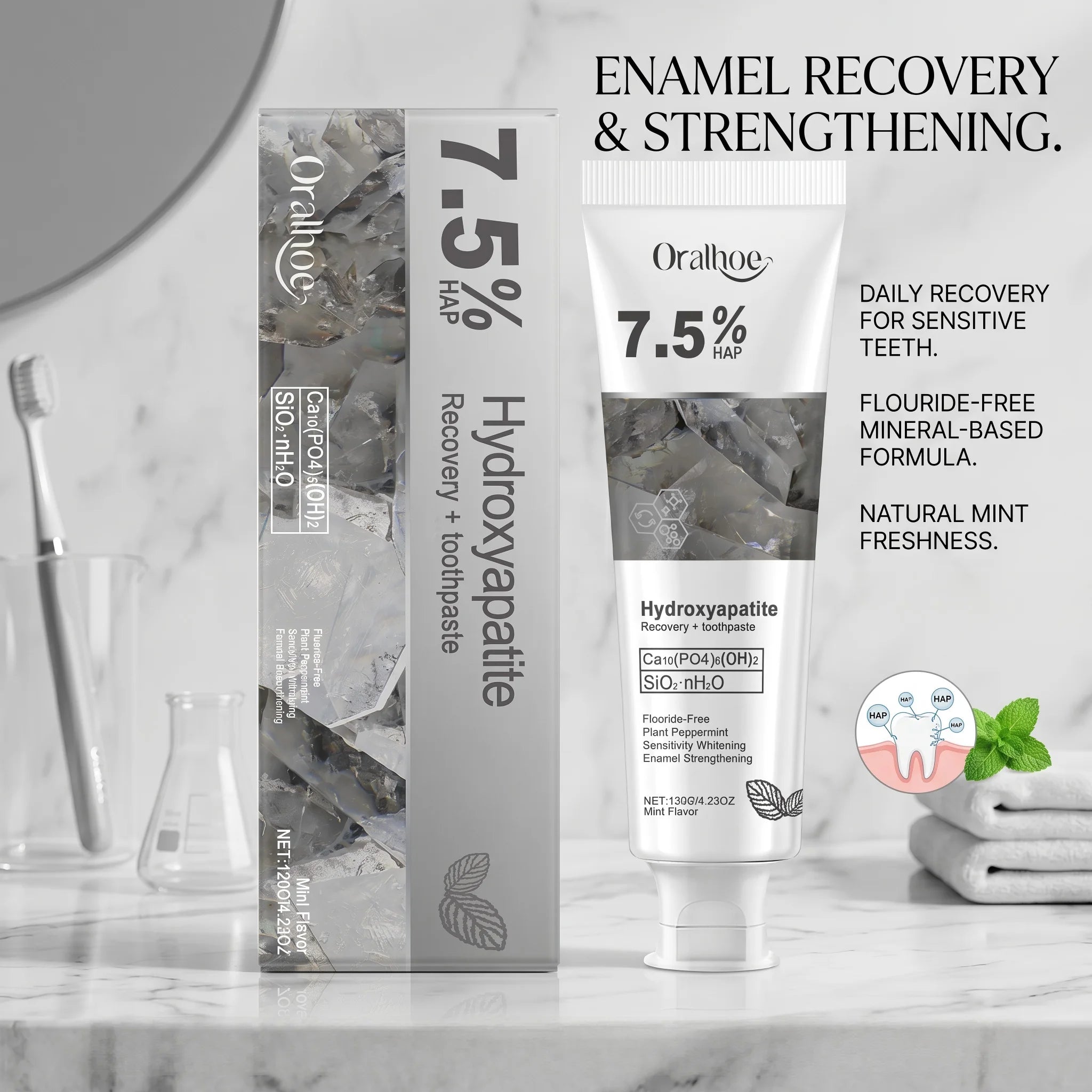 7.5% Hydroxyapatite Enamel Repair & Whitening Toothpaste - Sensitive Teeth Care - 3