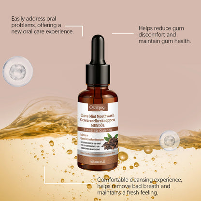 Clove Mint Oral Rinse & Teeth Whitening Oil - Natural Plaque & Bad Breath Remover