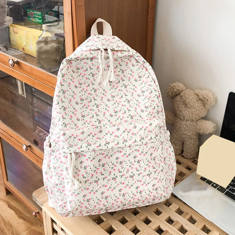 Luxury Floral Nylon School Backpack