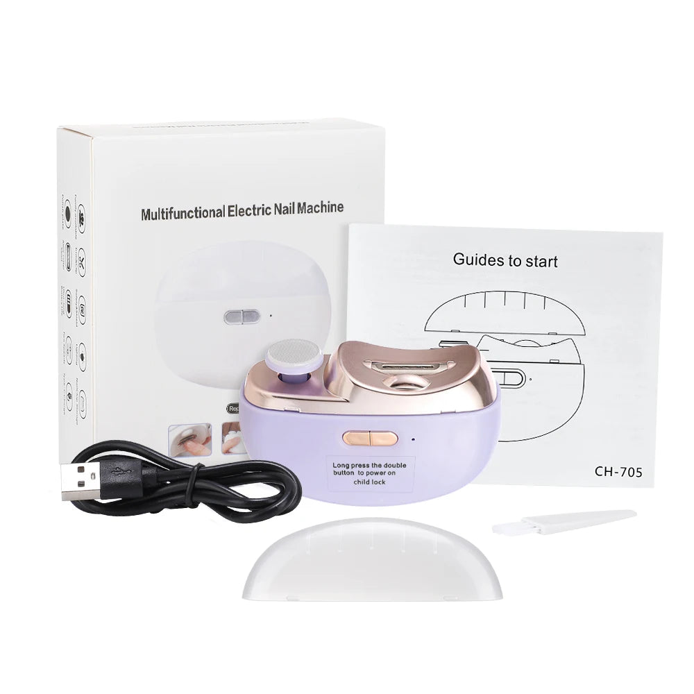 Automatic Electric Nail Clipper with Integrated LED Light & Polisher