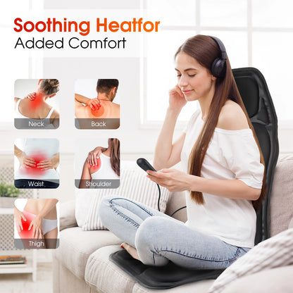 Electric Full-Body Vibrating Massage Chair Cushion with Soothing Heat Therapy