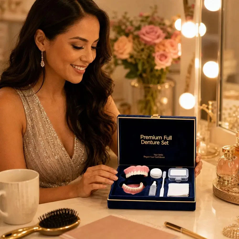 Instant Smile Temporary Denture Set - Natural-Looking Upper & Lower Cosmetic Teeth
