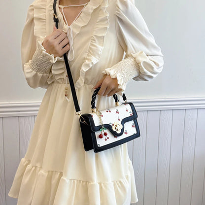 Luxury Cherry Print Square Bag