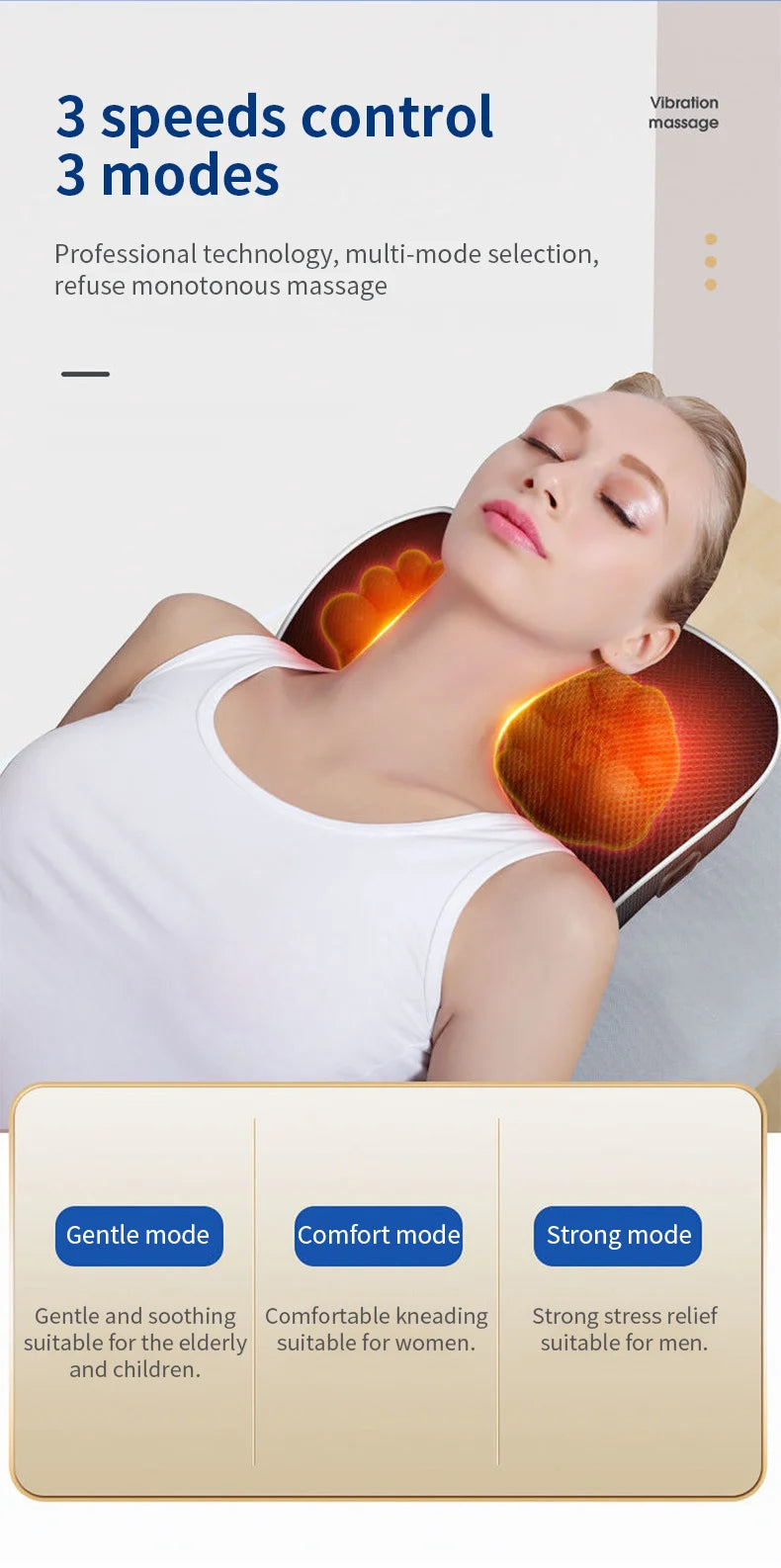 Electric Neck & Back Massage Pillow with Heat & Deep Tissue Kneading - 23