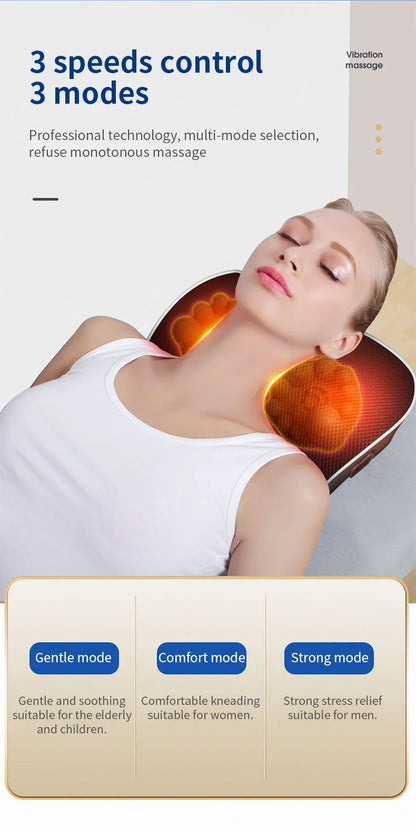 Electric Neck & Back Massage Pillow with Heat & Deep Tissue Kneading