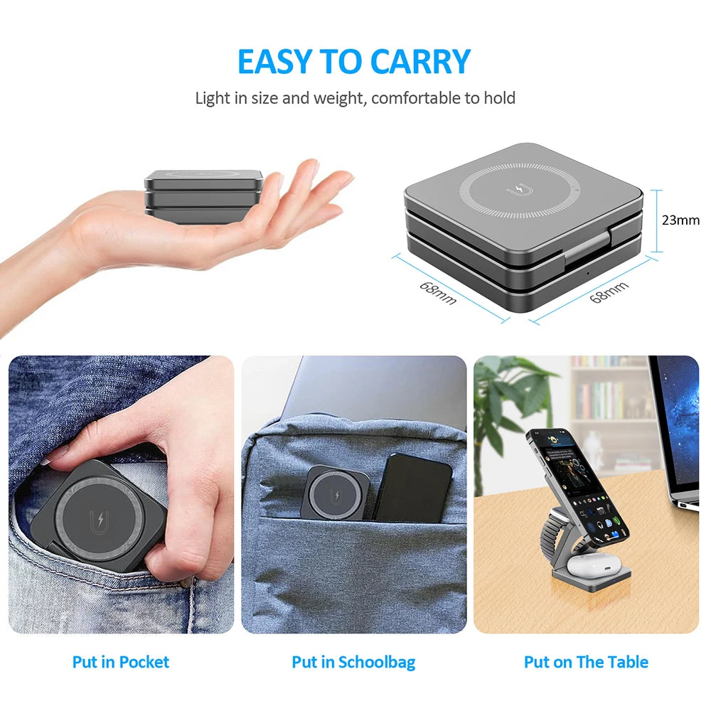 3-in-1 Foldable Magnetic Wireless Charging Station for Apple Devices - 6