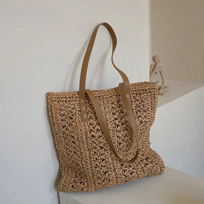 Luxury Bohemian Straw Beach Tote