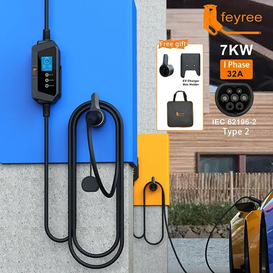 7KW Portable EV Charger Type 2 - 32A Fast Electric Car Charging Station