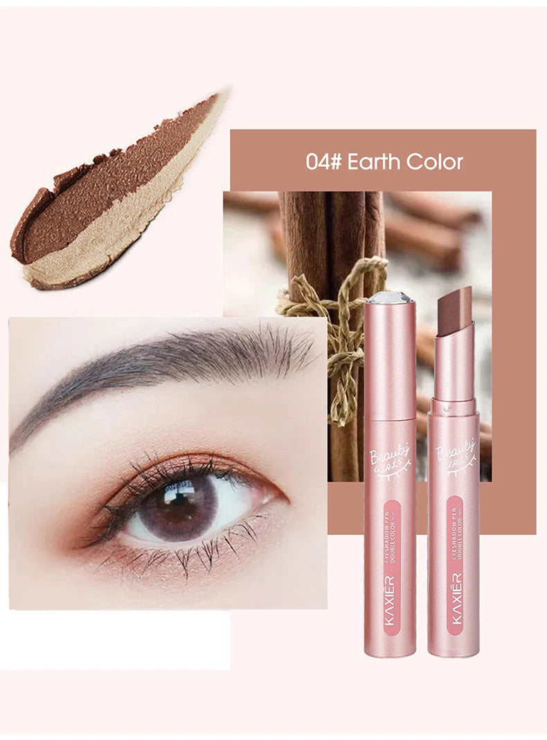 Gradient Two-Tone Eyeshadow Stick - Waterproof Shimmer Eye Makeup