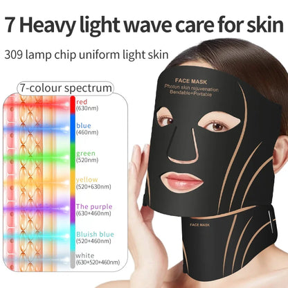 7-Color LED Face & Neck Mask – Wireless Silicone Phototherapy Rejuvenation Device